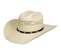 Stetson Ranson Western Vented Toyo Hat Cowboy Unisex UV Protection 40+ Vented Crown Leather Band Summer White L (58-59 cm)