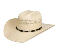 Stetson Ranson Western Vented Toyo Hat Cowboy Unisex UV Protection 40+ Vented Crown Leather Band Summer White XL (60-61 cm)