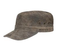 Stetson Raymore Pigskin Army Cap Men Summer Winter Leather One Size Adjustable Dark Brown One Size
