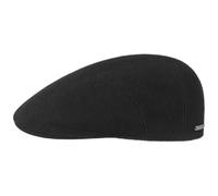 Stetson Reid Flatcap Cap Made in EU Wool Cashmere Cotton Lining Melange Men Autumn Winter Black L (58-59 cm)