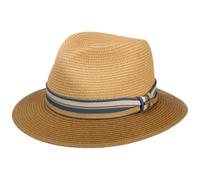 Stetson Romaro Toyo Traveller Straw Hat Men UV Protection 40+ Wide Brim Striped Ribbon Trim Spring Summer Brown