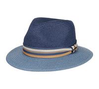 Stetson Romaro Toyo Traveller Straw Hat Men UV Protection 40+ Wide Brim Striped Ribbon Trim Spring Summer Blue