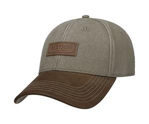 Stetson Rustic 6 Panel Baseball Cap Cotton Leather Peak Adjustable Men Summer Winter Olive
