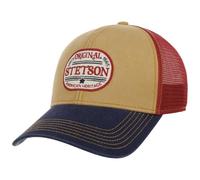 Stetson Trucker Cap Since 1865 Oval Logo - Snapback Mesh, 100% Cotton, Lined - Men One Size Blue-Red