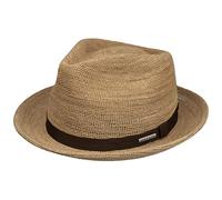 Stetson Sondova Crochet Raffia Hat Player Fedora 100% Raffia Straw Unisex Summer Nature XL (60-61 cm)