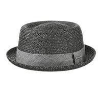 Stetson Straw Hat Pork Pie Robstown Toyo - Sun hat for Women/Men - Beach hat - Toyo Straw hat with Factor 40 Sun Protection - Spring/Summer Fedora - Sun hat Anthracite L (58-59 cm)