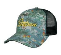 Stetson Surf Island Trucker Cap 100% Cotton Snapback Mesh Curved Brim Adjustable Men Summer Green-Blue