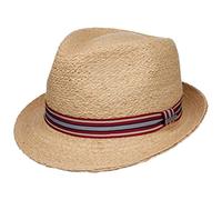 Stetson Terlaco Trilby Hat Raffia Straw Unisex Summer Spring UV Protection 40 Striped Band Nature M (56-57 cm)