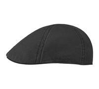 Stetson Texas Cotton Flat Cap with UV Protection 40+ - Cotton Peaked Ivy Cap - Solid-Color Cap for Spring/Summer Black XL (60-61 cm)
