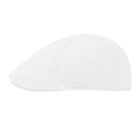Stetson Texas Cotton Flat Cap with UV Protection 40+ - Cotton Peaked Ivy Cap - Solid-Color Cap for Spring/Summer White L (58-59 cm)