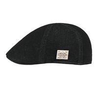 Stetson Texas Denim Flatcap Cotton Jeans Look Robust Unicolor Melange Cap Men Autumn Winter Black XL (60-61 cm)