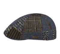 Stetson Texas Flatcap Made in EU Herren Winter Patchwork Wool Cotton Linen Silk Cap Brown-Blue L (58-59 cm)