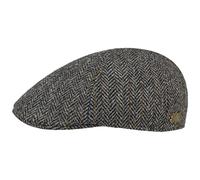 Stetson Texas Harris Tweed Flatcap Made in Germany Cap Herringbone Pure Virgin Wool Handmade Men Autumn Winter Blue-Grey 58 cm
