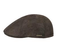 Stetson Texas Mens Leather Driver Cap - Gatsby-Style Flat Cap - Lined Cap - Summer/Winter Leather Cap - Flat Cap Dark Brown XL (60-61 cm)