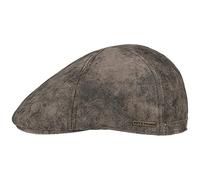 Stetson Texas Mens Leather Driver Cap - Gatsby-Style Flat Cap - Lined Cap - Summer/Winter Leather Cap - Flat Cap Brown XL (60-61 cm)
