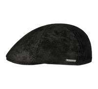 Stetson Texas Mens Leather Driver Cap - Gatsby-Style Flat Cap - Lined Cap - Summer/Winter Leather Cap - Flat Cap Black L (58-59 cm)