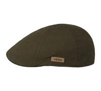Stetson Texas Waxed Cotton WR Flatcap Outdoor Water-Repellent Visor Cap Waxed Finish Men Autumn Winter Olive L (58-59 cm)