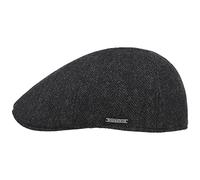 Stetson Texas Wool Flat Cap Herringbone Slim Fit Men Autumn Winter Black-Grey