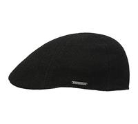 Stetson Texas Wool Gatsby Cap for Men - with Cashmere Wool - 100% Cotton Lining - High Wool Content - with Noble Brand pin - Double Layer Lining Tape - Peaked Cap for Autumn/Winter Black M (56-57 cm)