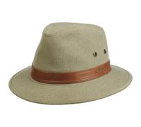 Stetson Traveller Hat Outdoor Cotton Leather Band UV Protection 40+ Universal Fit Men Summer Winter Light Olive L (58-59 cm)