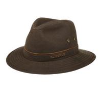 Stetson Avasun Waxed Cotton Traveller for Ladies/Men - Hiking hat with UV Protection 40+ - Sun hat - Water Repellent - Waxed Cotton hat - Rain hat for Summer/Winter Dark Brown M (56-57 cm)