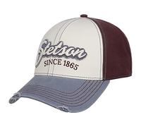 Stetson Tricolour Vintage Distressed Cap Women/Men - Curved Brim Baseball Metal Buckle, with Peak Winter Autumn Spring Summer Summer-Winter - One Size Cream White