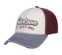 Stetson Tricolour Vintage Distressed Cap Women/Men - Curved Brim Baseball Metal Buckle, with Peak Winter Autumn Spring Summer Summer-Winter - One Size Cream White