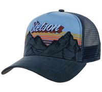 Stetson Mountain Mist Trucker Cap Men - Baseball mesh Snapback, with Peak All-Season Spring Summer Autumn Winter - One Size Blue-Navy