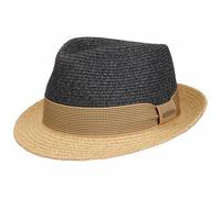 Stetson Twotone Toyo Trilby Raffia Straw Hat Unisex Summer Navy