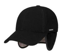 Stetson Vaby Earflap Full Men's Cap with Cashmere - Peaked Cap with Neck Protection - Baseball Cap with Ear Protection - Fall/Winter Wool Cap - Winter Cap Black L (58-59 cm)