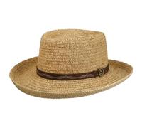 Stetson Western Fedora Raffia Straw Leather Band Outdoor Travel Men Summer