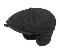 Stetson #x Hatteras Earflap Flat Cap for Men - Balloon Cap with Ear/Neck Protection - Peaked Cap with New Wool & Cashmere - Peaked Cap with Lining - Fall/Winter Black