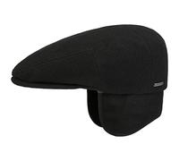 Stetson #x Kent Wool Ear Flaps Flat Cap for Men - Made in The EU - Flat Cap with Ear Protection - with Cashmere - Fall/Winter Ear Warmer Cap - Peaked Cap Black