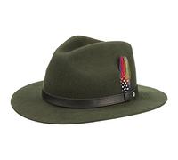 Stetson Yutan Women's/Men's Felt hat - Wool Felt Winter hat with Asahi Guard - Dirt and Water-Repellent Men's hat - Outdoor Packable - Summer/Winter - traveller's hat Dark Green M (56-57 cm)