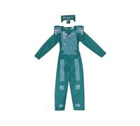 (Steve Costume, Kids S) Minecraft Children's Cosplay Costume Dressup Diamond Set