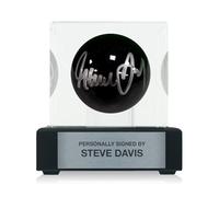 Steve Davis Signed Black Snooker Ball. Display Case With Plaque
