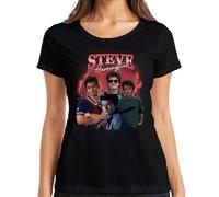 Steve Harrington Stranger Series Fan Gift Babysitter Hawkins Women's T-Shirt, black, L