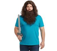 Steve Inspired Costume Outfit - Mine Explorer Costume Set for Adults - Wig, Beard, Sword and Light Blue Top - Halloween Fancy Dress, Gamer Cosplay, Video Game Costume