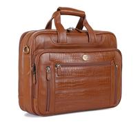 Steve Jhonson mens pure leather office bag 15.6 inch shoulder bag business handbag with shoulder strap messenger bag shoulder bag for executives, Havana, L, Utility