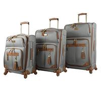 Steve Madden Designer Luggage Collection - 3 Piece Softside Expandable Lightweight Spinner Suitcase Set - Travel Set Includes 20 Inch Carry on, 24 Inch & 28-Inch Checked Suitcases, Harlo Gray