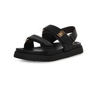 Steve Madden Girl's Mona Flat Sandal, Black, 4 Big Kid