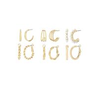 Steve Madden Heart Twist & Pearl Hoop 6-Piece Mixed Earrings Set In Metallic Gold Metallic Gold One Size