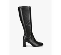 Steve Madden Holly Leather Block Heel Knee High Boots Black