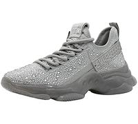 Steve Madden Women's Maxima Sneaker, Grey Rhinestone, 6.5 UK