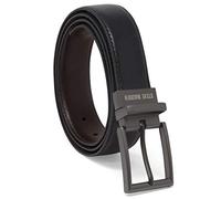 Steve Madden Men's Dress Casual Every Day Leather Belt, Black/Brown (Smooth), 34