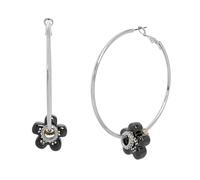 Steve Madden Puffy Flower Charm Hoop Earrings for Women