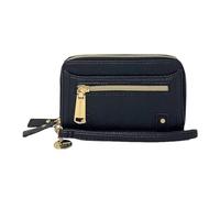 Steve Madden SMALL DOUBLE ZIP AROUND WALLET with Wristlet Strap (BLACK)