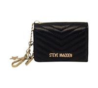 Steve Madden Women’s Bklara Card Case with Keyring and Clip, Black w/ Gold, Card Holder