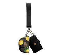 Steve Madden Women's 2 Piece Card Case & Coin Purse Set with Wrist Strap, Black/Yellow, One size
