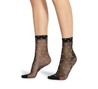 Steve Madden Women's 2pk Ditsy Heart Tulle Crew Socks, Black/White, 8-10 UK